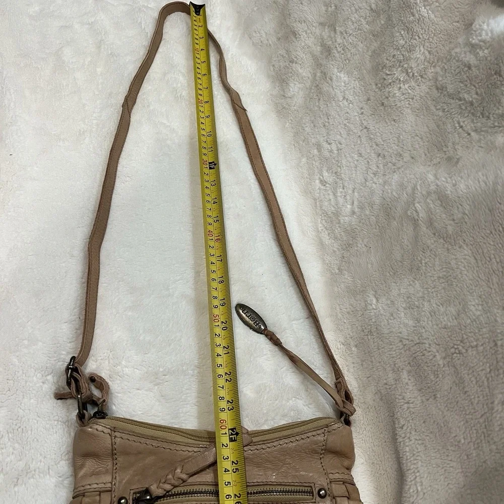Born Genuine Leather Crossbody Bag/Purse In Natural Brown Woven Accent NWOT read